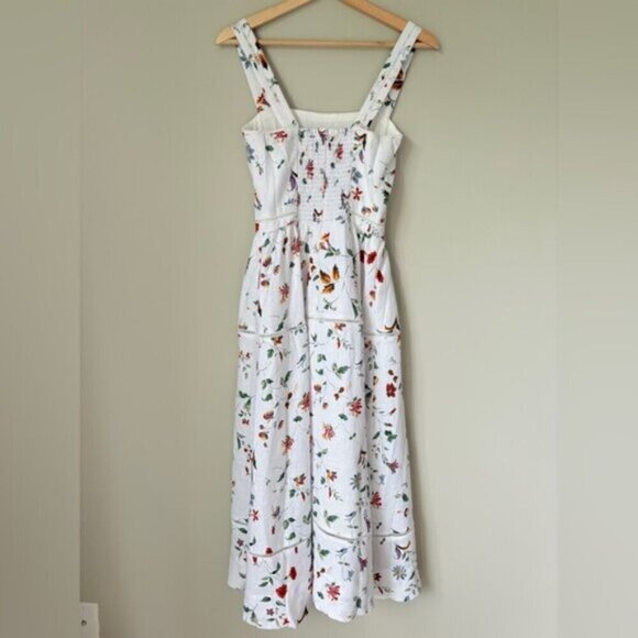 NEW Reformation Everett Linen Midi Dress Corsini White Multi Floral | US 2 UK 6 - Picture 8 of 16